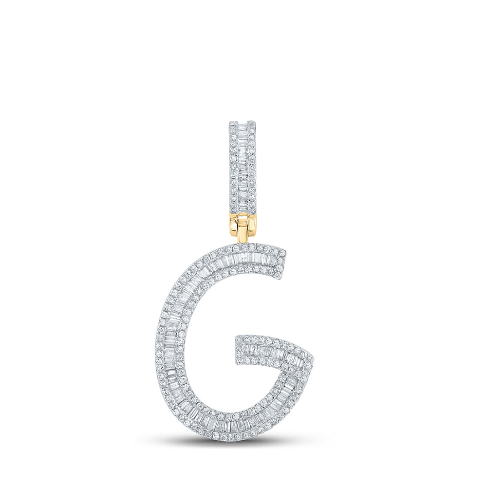 10kt Yellow Gold Mens Baguette Diamond Initial G Letter Charm Pendant 3/4 Cttw