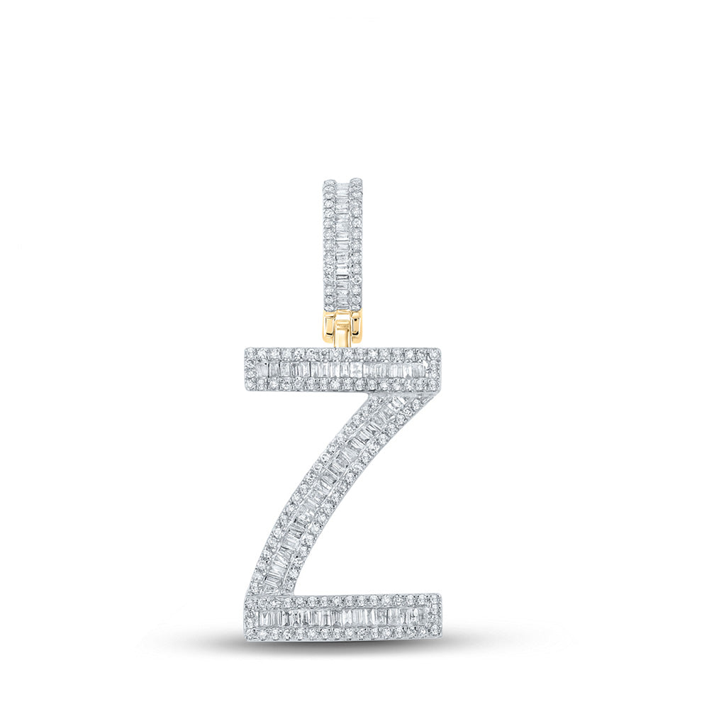 10kt Yellow Gold Mens Baguette Diamond Initial Z Letter Charm Pendant 3/4 Cttw
