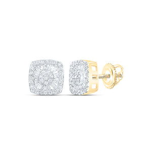 10kt Yellow Gold Womens Baguette Diamond Square Earrings 3/8 Cttw