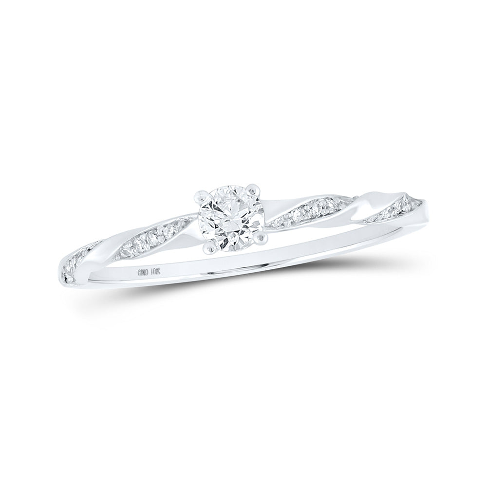 10kt White Gold Womens Round Diamond Solitaire Ring 1/4 Cttw