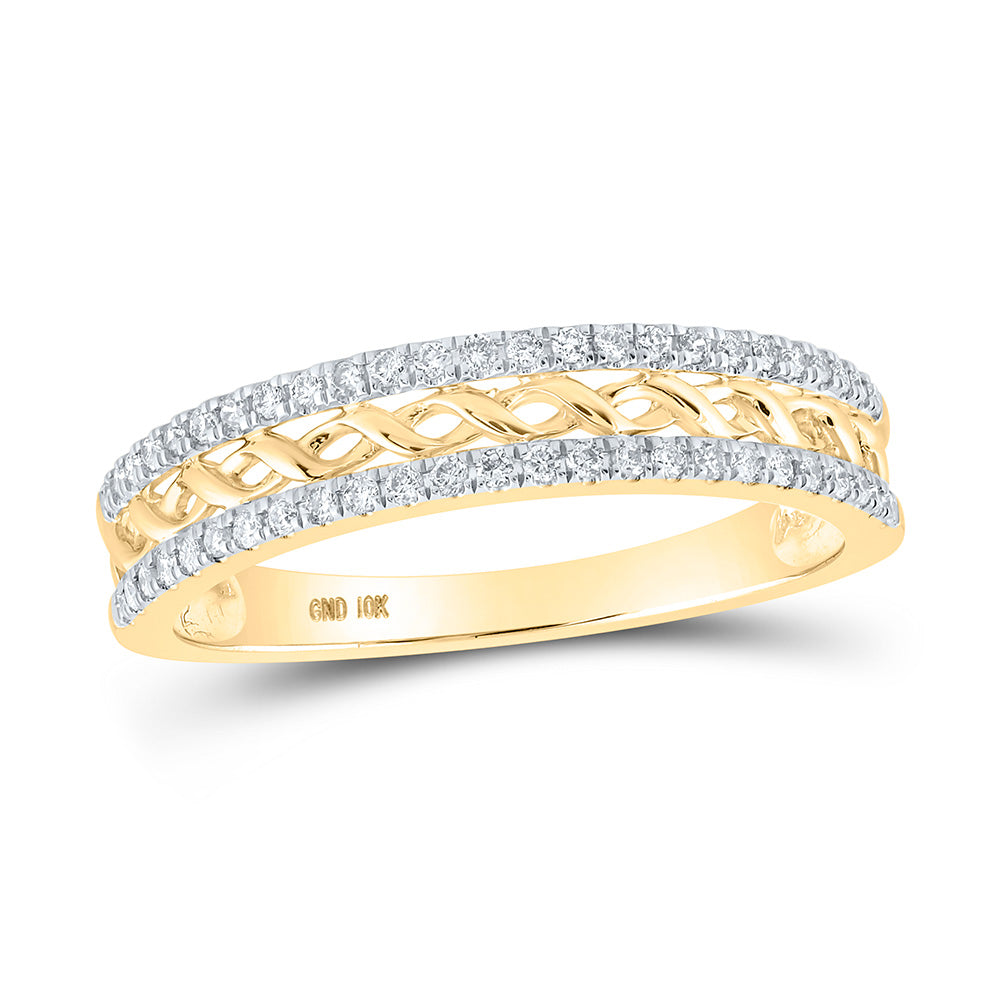 10kt Yellow Gold Womens Round Diamond Band Ring 1/5 Cttw