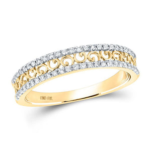10kt Yellow Gold Womens Round Diamond Band Ring 1/5 Cttw