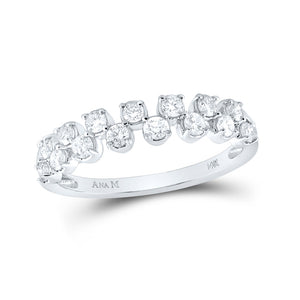 14kt White Gold Womens Round Diamond Stackable Band Ring 1/2 Cttw