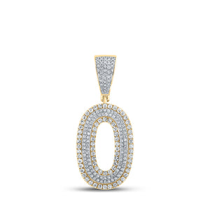 10kt Two-tone Gold Mens Round Diamond Number 0 Charm Pendant 3/4 Cttw