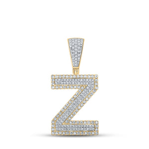 10kt Two-tone Gold Mens Round Diamond Z Letter Charm Pendant 3/4 Cttw