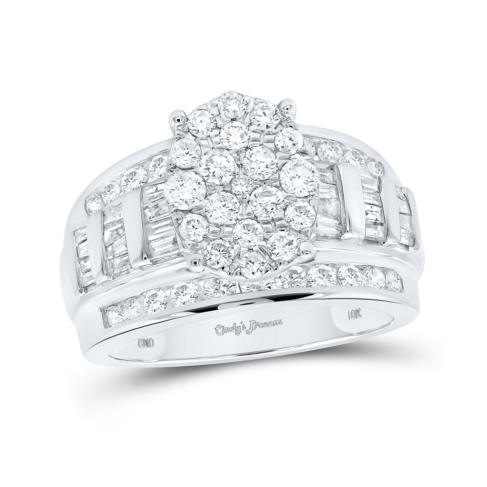 10kt White Gold Round Diamond Oval Bridal Wedding Engagement Ring 1-1/2 Cttw