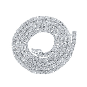10kt White Gold Mens Round Diamond 20-inch Link Chain Necklace 4-3/8 Cttw