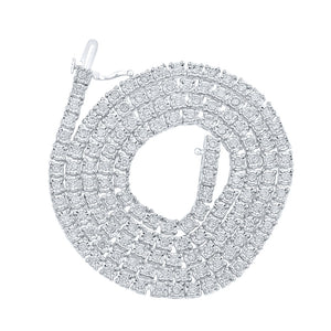 10kt White Gold Mens Round Diamond 22-inch Link Chain Necklace 4-3/4 Cttw