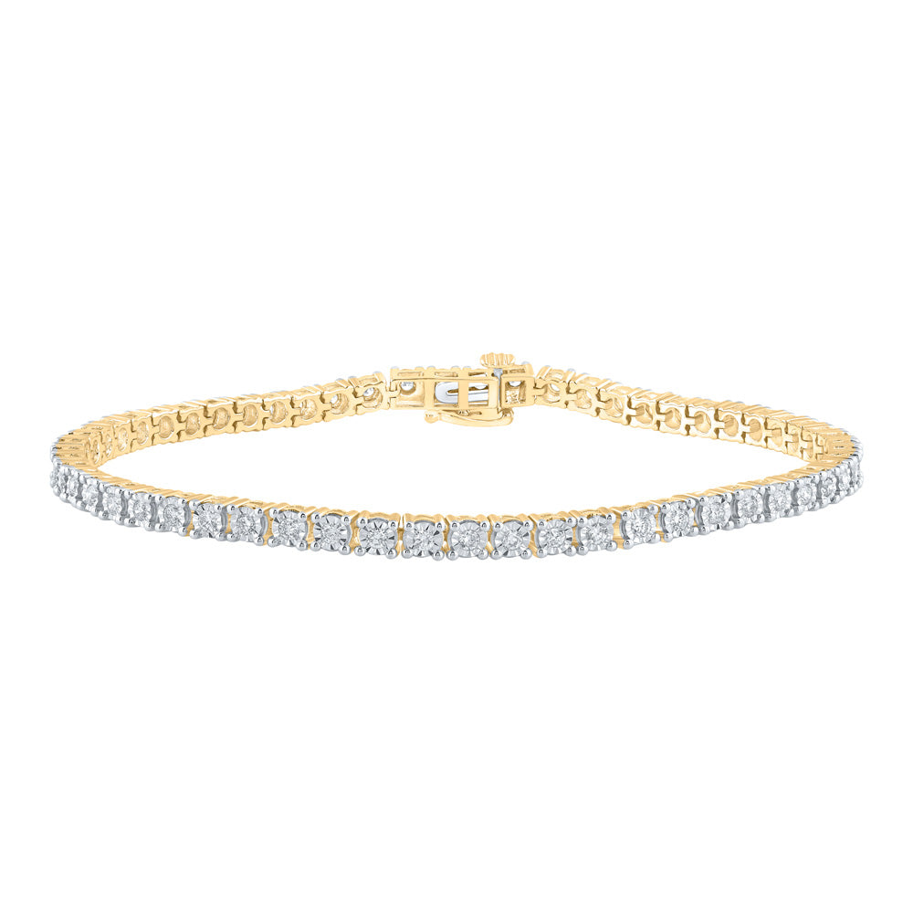 10kt Yellow Gold Mens Round Diamond Link Bracelet 1-7/8 Cttw