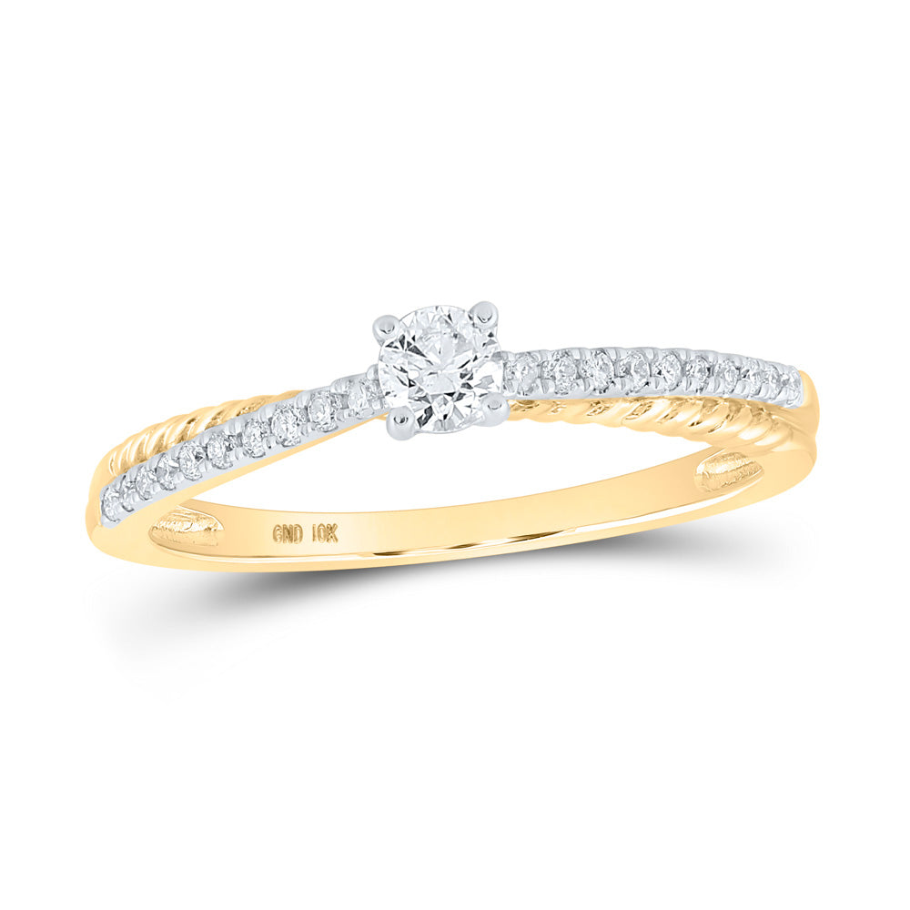 10kt Yellow Gold Womens Round Diamond Solitaire Ring 1/4 Cttw