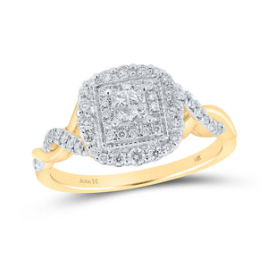 14kt Yellow Gold Womens Princess Diamond Fashion Ring 3/8 Cttw