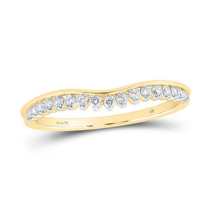 14kt Yellow Gold Womens Round Diamond Stackable Band Ring 1/5 Cttw