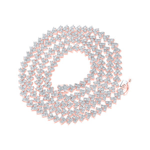 10kt Rose Gold Mens Round Diamond 20-inch Link Chain Necklace 7 Cttw