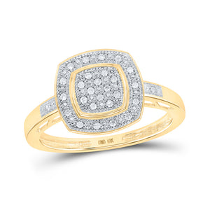 10kt Yellow Gold Womens Round Diamond Square Ring 1/12 Cttw
