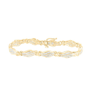10kt Yellow Gold Womens Baguette Diamond Fashion Bracelet 1 Cttw