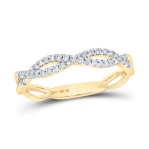 10kt Yellow Gold Womens Round Diamond Twist Stackable Band Ring 1/6 Cttw