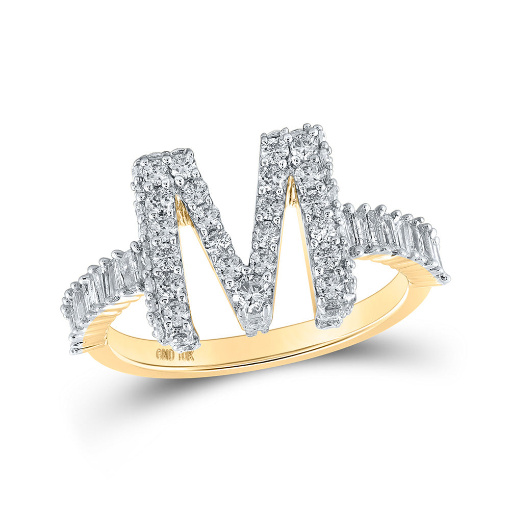 10kt Two-tone Gold Mens Round Diamond Initial M Letter Ring 1-1/5 Cttw -  The Gold & Diamond Room