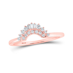 10kt Rose Gold Womens Baguette Diamond Wrap Enhancer Wedding Band 1/6 Cttw