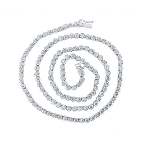 10kt White Gold Mens Round Diamond 24-inch Link Chain Necklace 11 Cttw