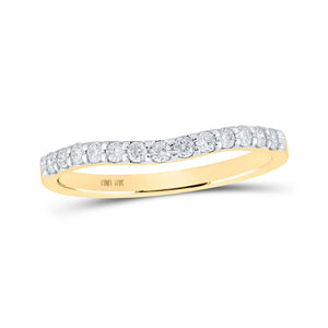 10kt Yellow Gold Womens Round Diamond Curved Band Ring 1/4 Cttw
