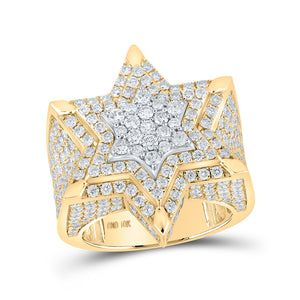 10kt Two-tone Gold Mens Round Diamond Magen David Star Ring 5 Cttw