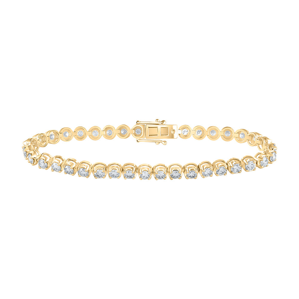14kt Yellow Gold Womens Round Diamond Studded Tennis Bracelet 5 Cttw