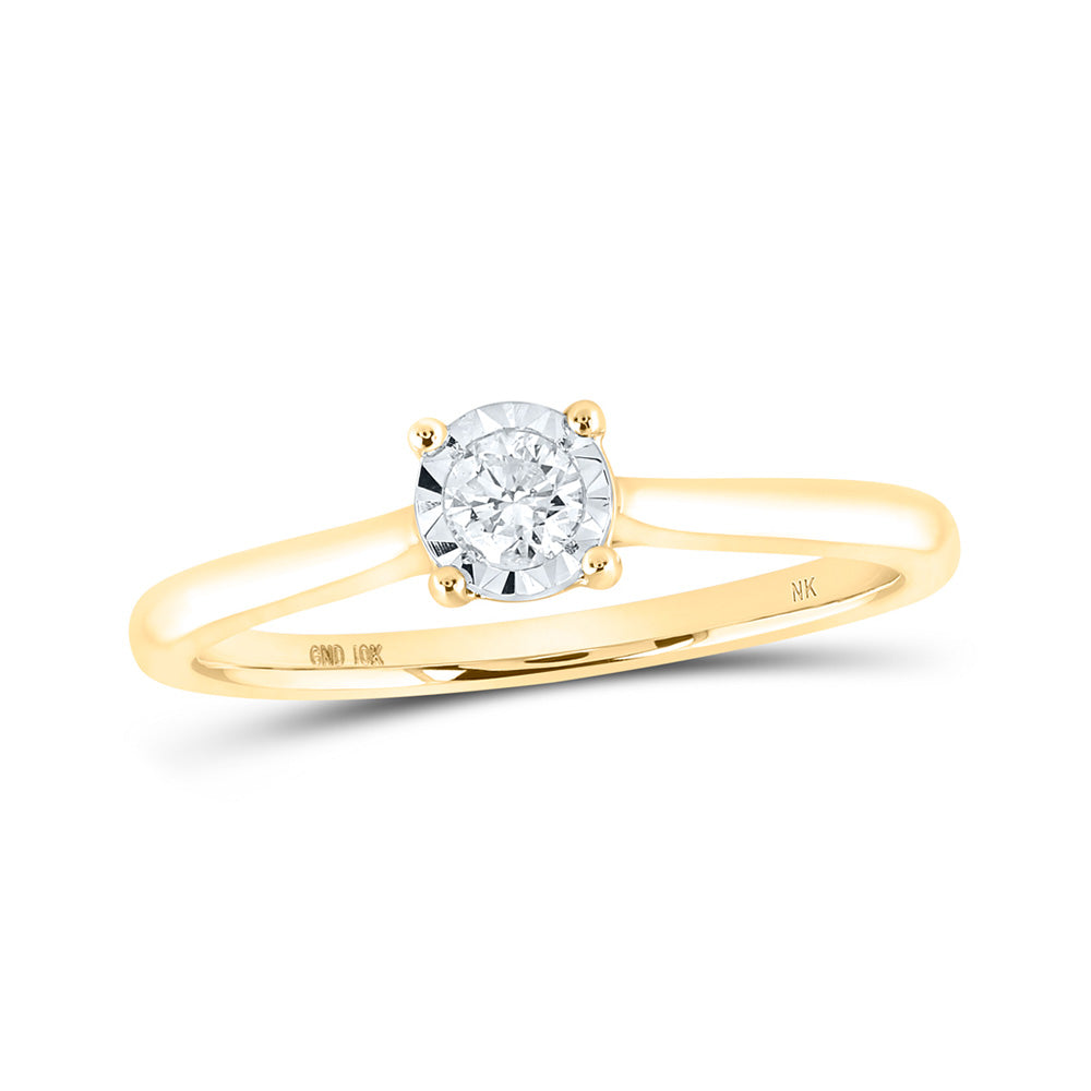 10kt Yellow Gold Womens Round Diamond Solitaire Ring 1/6 Cttw