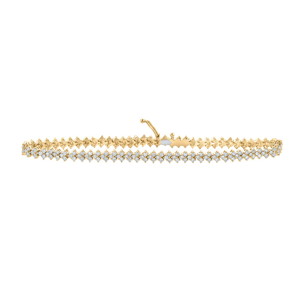 10kt Yellow Gold Womens Round Diamond Fashion Bracelet 2-1/2 Cttw