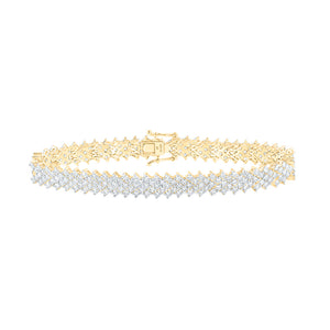10kt Yellow Gold Womens Round Diamond Fashion Bracelet 7-3/8 Cttw