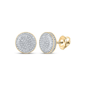 10kt Yellow Gold Womens Round Diamond Circle Earrings 1/2 Cttw