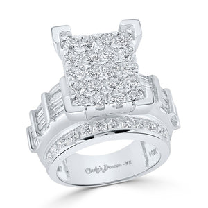 14kt White Gold Round Diamond Cluster Bridal Wedding Engagement Ring 4 Cttw