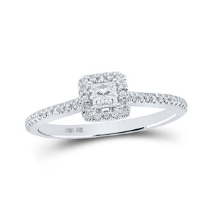 10kt White Gold Princess Diamond Halo Bridal Wedding Engagement Ring 1/3 Cttw