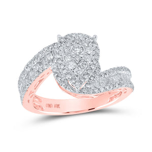 10kt Rose Gold Baguette Diamond Tear Bridal Wedding Engagement Ring 1 Cttw
