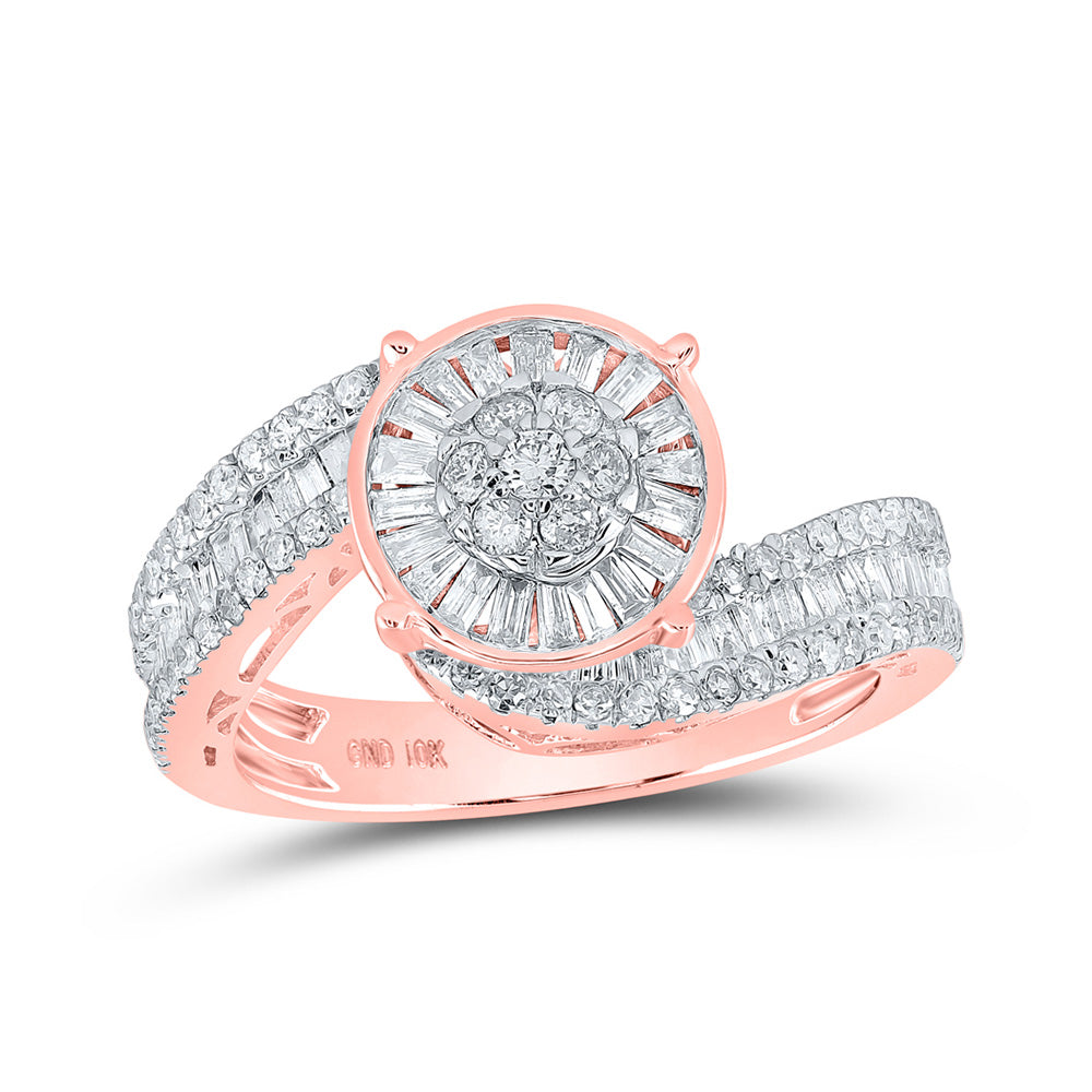 10kt Rose Gold Round Diamond Cluster Bridal Wedding Engagement Ring 1-1/4 Cttw