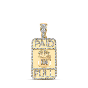 10kt Yellow Gold Mens Round Diamond Paid in Full Charm Pendant 2-1/3 Cttw