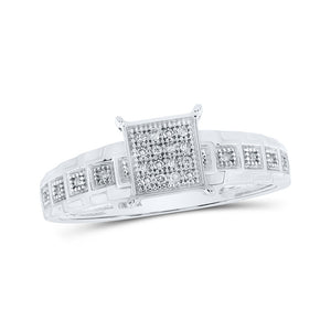 10kt White Gold Womens Round Diamond Square Ring 1/12 Cttw