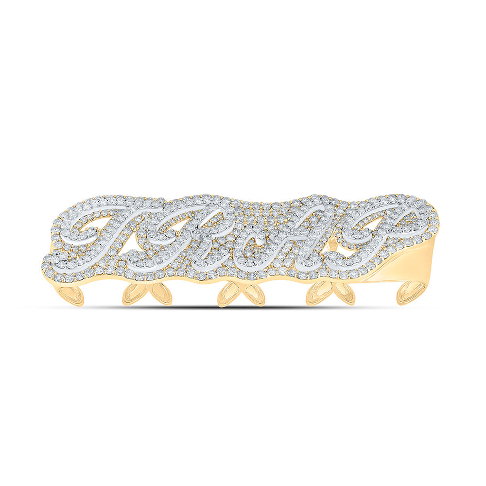 10kt Yellow Gold Mens Round Diamond TRAP 4-Finger Ring 15 Cttw