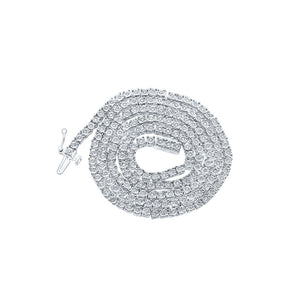 Sterling Silver Mens Round Diamond 20-inch Single Row Chain Necklace 1-1/4 Cttw
