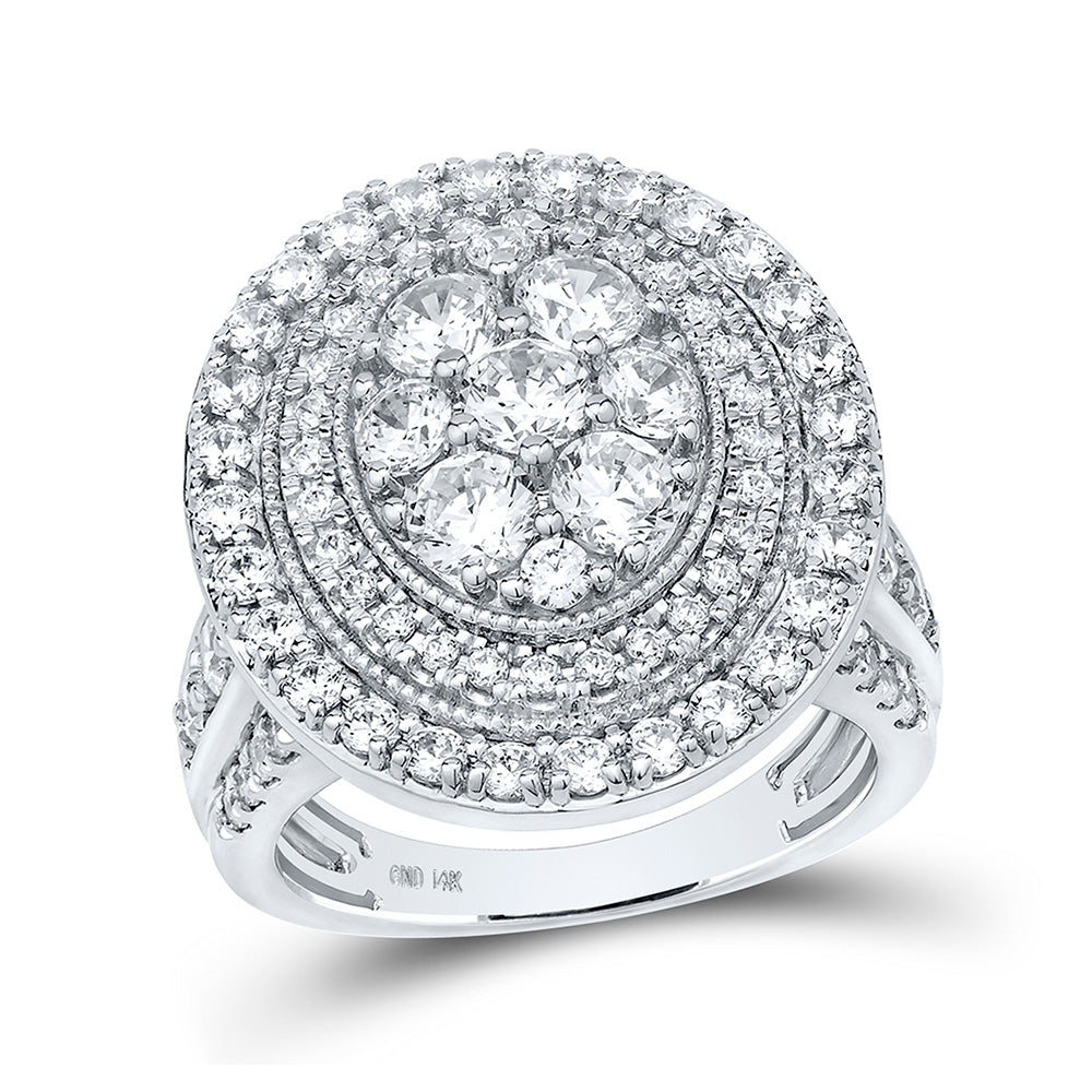 14kt White Gold Round Diamond Cluster Bridal Wedding Engagement Ring 3 Cttw