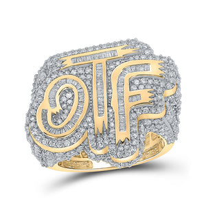 10kt Yellow Gold Mens Baguette Diamond OTF Fashion Ring 5 Cttw