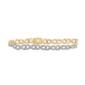 10kt Yellow Gold Mens Round Diamond Infinity Link Bracelet 6-1/3 Cttw