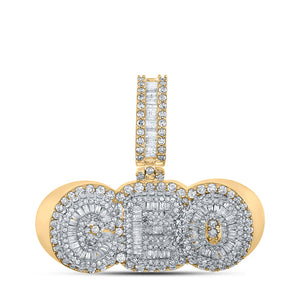 10kt Two-tone Gold Mens Baguette Diamond CEO Charm Pendant 3 Cttw