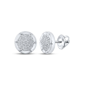 10kt White Gold Womens Round Diamond Cluster Earrings 1/5 Cttw