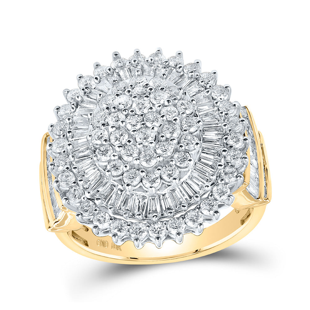 10kt Yellow Gold Womens Round Diamond Circle Cluster Ring 2 Cttw