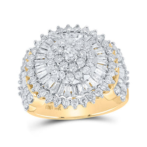 10kt Yellow Gold Womens Round Diamond Circle Cluster Ring 2 Cttw