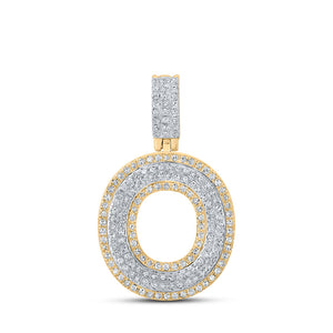 10kt Two-tone Gold Mens Round Diamond O Initial Letter Pendant 1/2 Cttw