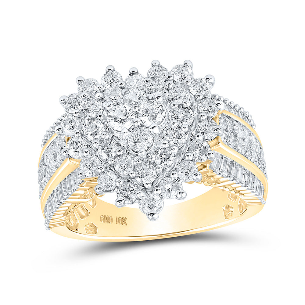 10kt Yellow Gold Womens Round Diamond Heart Ring 2 Cttw