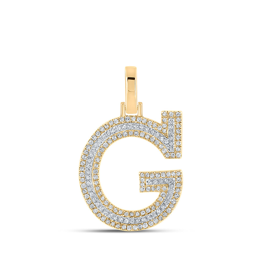 10kt Two-tone Gold Mens Round Diamond G Initial Letter Pendant 3/8 Cttw