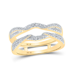 14kt Yellow Gold Womens Round Diamond Wrap Enhancer Wedding Band 1/3 Cttw