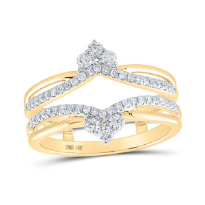 14kt Yellow Gold Womens Round Diamond Wrap Enhancer Wedding Band 3/8 Cttw
